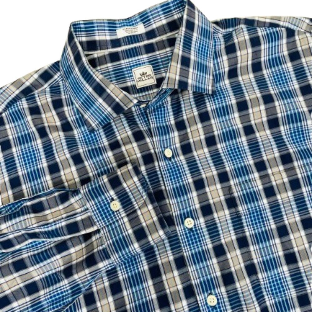 Peter Millar NWOT Men's Cotton Plaid Button Down Long Sleeve Shirt Size XL